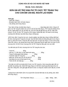 Đơn Xin Tổ Chức Trung Thu​
